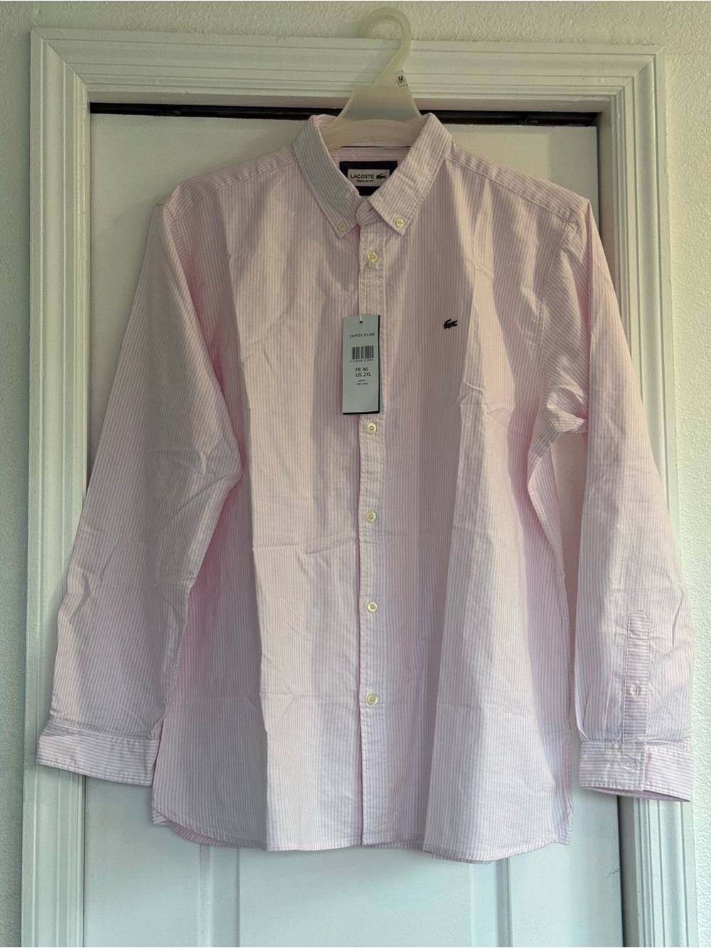 Lacoste Men’s Pink Striped Button-Down Shirt